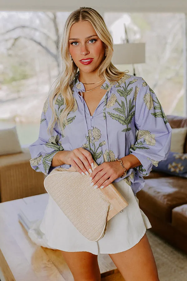 Botanical Brunch Floral Top in Sky Blue sold by Impressions product image thumbnail 4