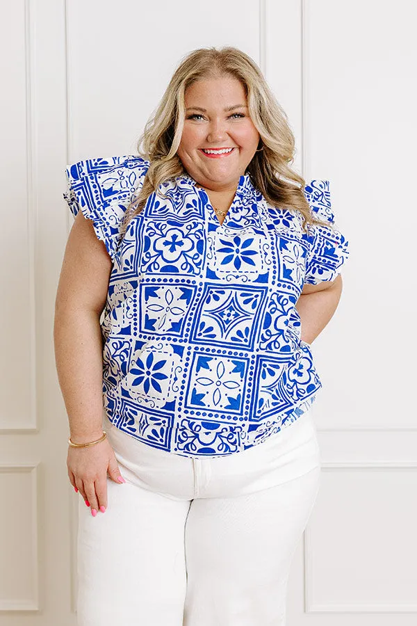Inspiring Sights Floral Top in Royal Blue Curves sold by Impressions product image thumbnail 4