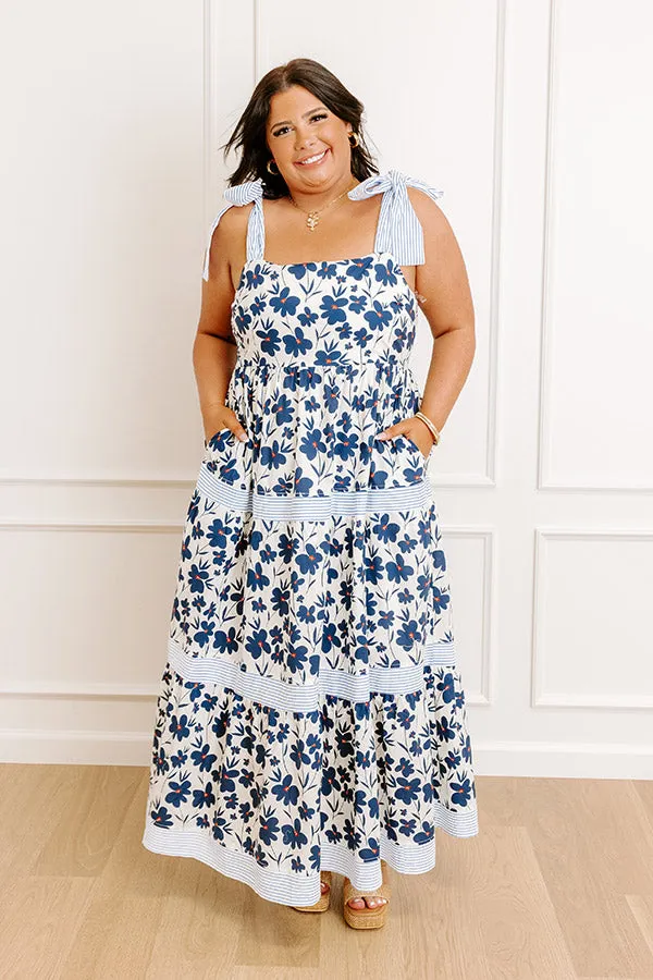 Stroll Through The Park Floral Maxi Dress in Navy Curves sold by Impressions product image thumbnail 4