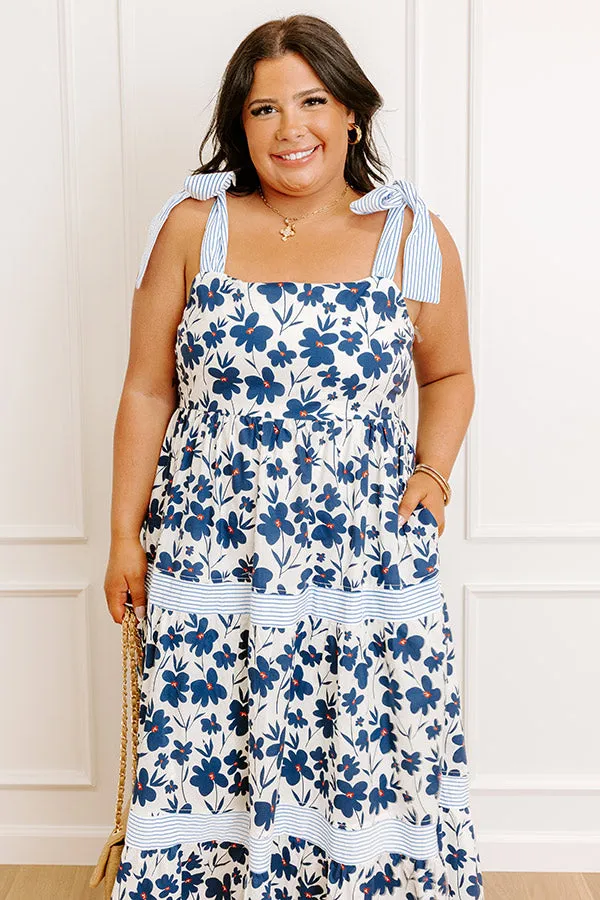 Stroll Through The Park Floral Maxi Dress in Navy Curves sold by Impressions product image thumbnail 2