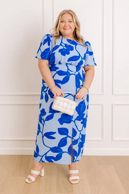 Complete Awe Floral Midi in Sky Blue Curves sold by Impressions