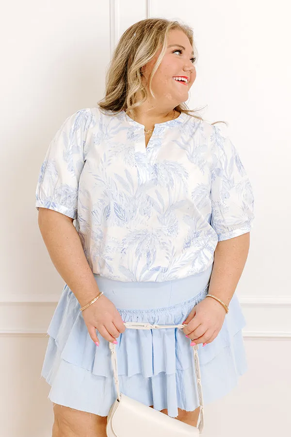 French Riviera Floral Shift Top in Sky Blue Curves sold by Impressions product image thumbnail 3