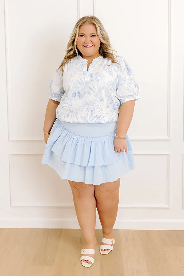 French Riviera Floral Shift Top in Sky Blue Curves sold by Impressions product image thumbnail 4