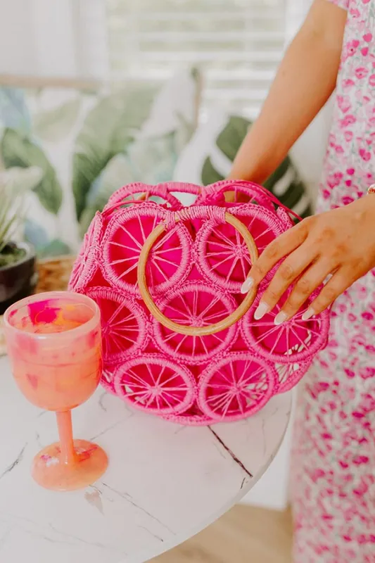 Coastal Charm Woven Tote in Pink sold by Impressions