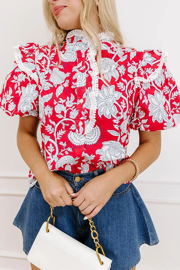 Sunday Chic Floral Top in Red sold by Impressions product image thumbnail 3