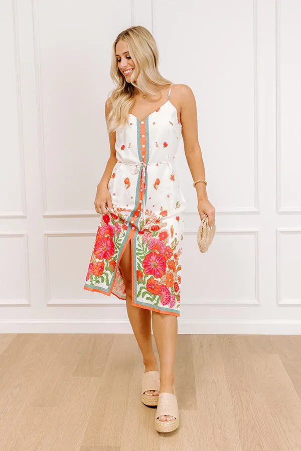 San Fran Stroll Linen-Blend Floral Midi Dress sold by Impressions