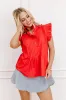 Fashion Week Pleated Top in Red sold by Impressions