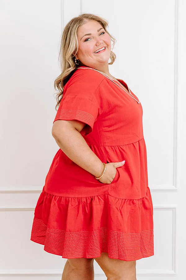 Lake Day Bliss Tiered Mini Dress in Red Curves sold by Impressions product image thumbnail 3