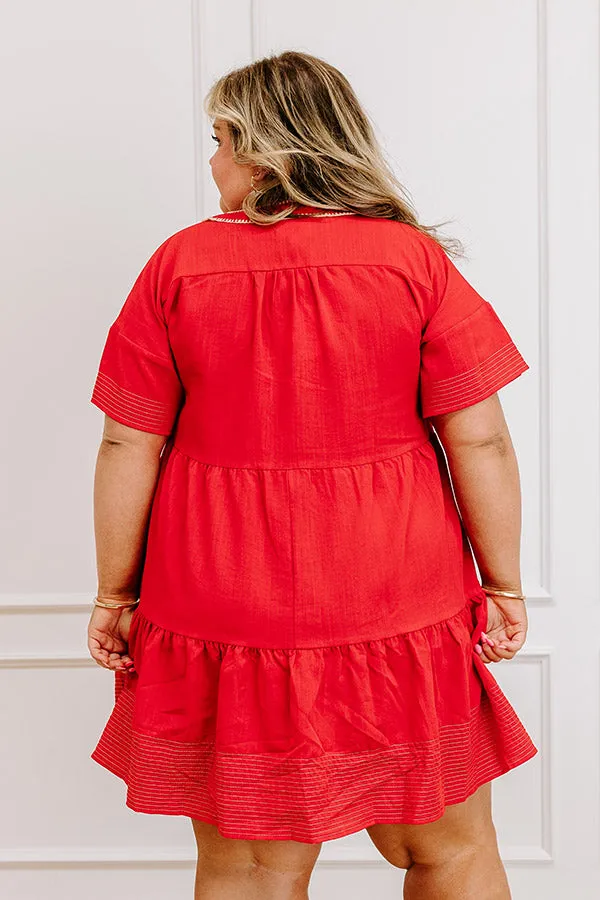 Lake Day Bliss Tiered Mini Dress in Red Curves sold by Impressions product image thumbnail 4