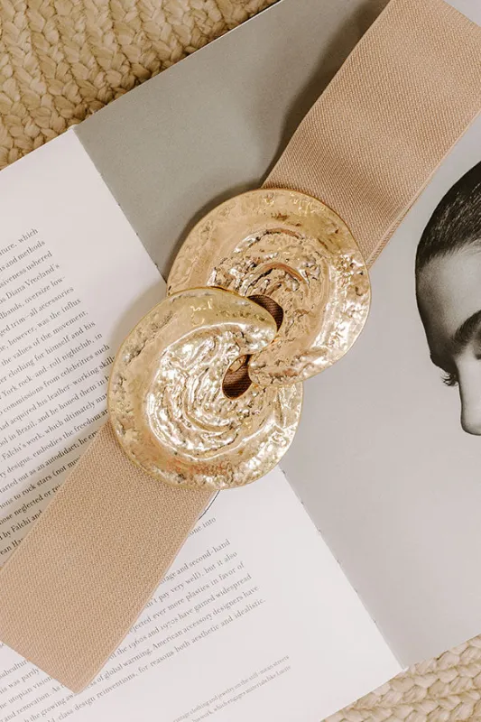 Art Deco District Stretch Belt in Iced Latte sold by Impressions