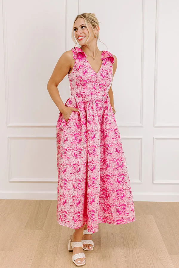 Twilight Garden Jacquard Midi Dress in Pink sold by Impressions product image thumbnail 3