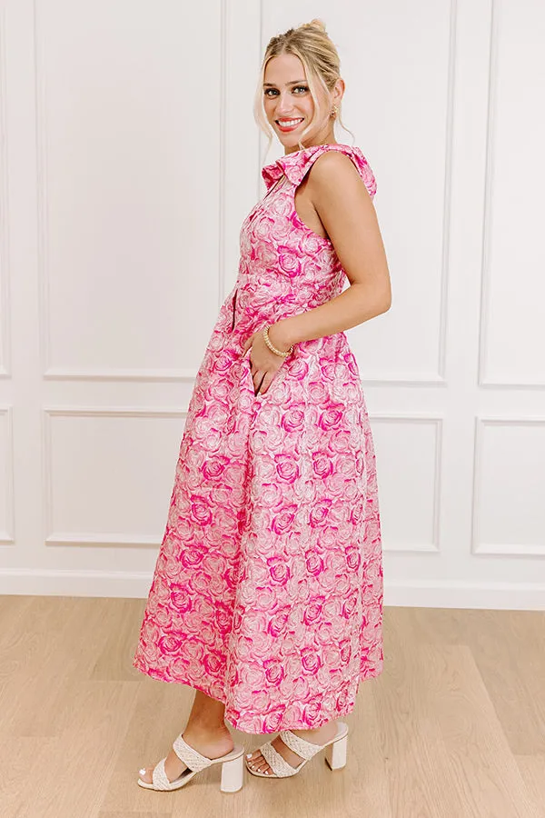 Twilight Garden Jacquard Midi Dress in Pink sold by Impressions product image thumbnail 4