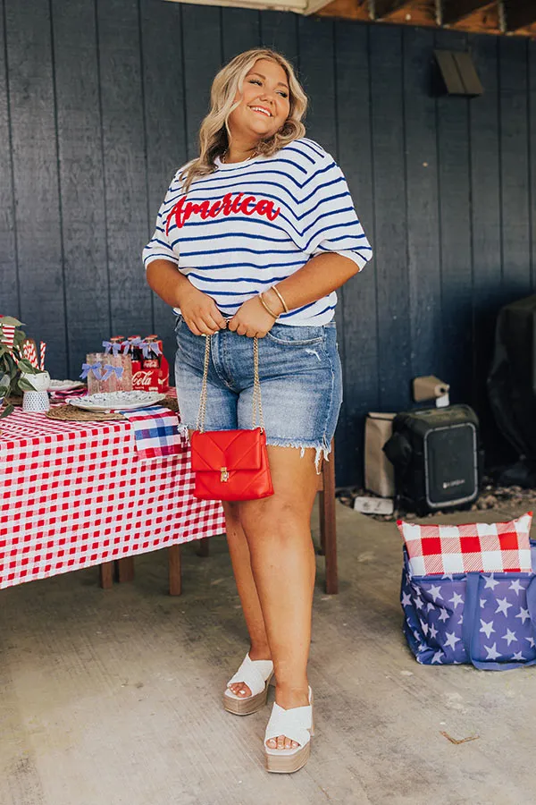 Risen Maeve High Waist Frayed Shorts in Medium Wash Curves sold by Impressions product image thumbnail 2