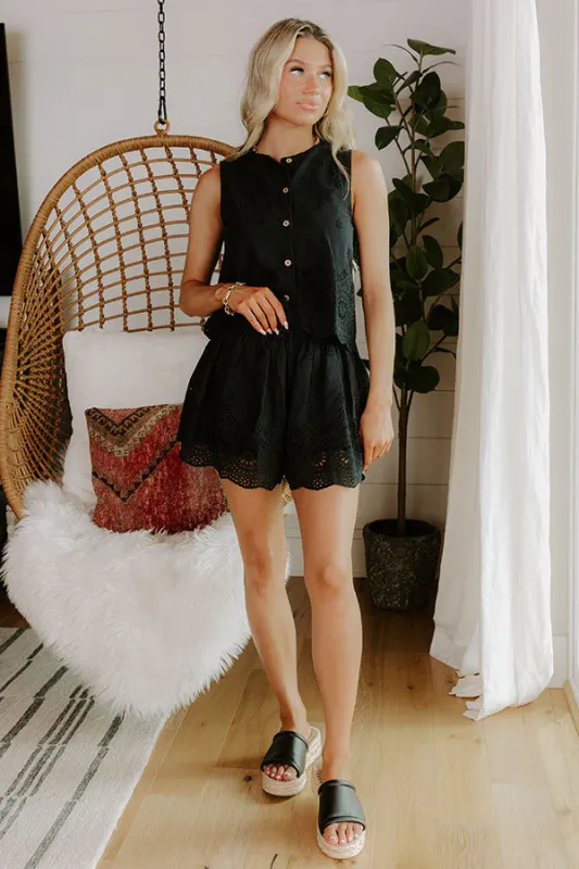 Rose All Day High Waist Eyelet Skort in Black sold by Impressions