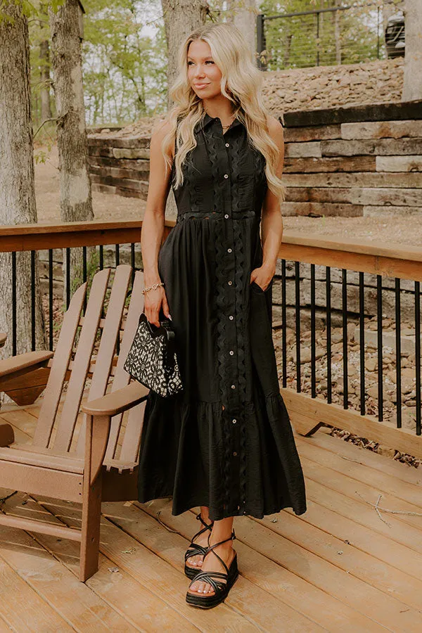 Graceful Moments Button Down Midi Dress in Black sold by Impressions product image thumbnail 5