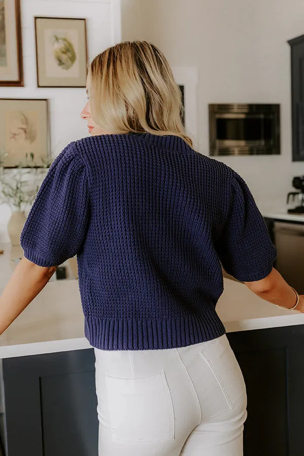 Social Outing Knit Top in Navy sold by Impressions product image thumbnail 3