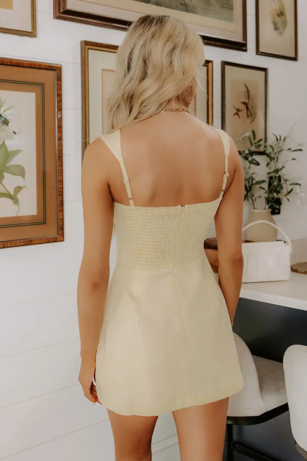 Mimosas and Macarons Linen-Blend Romper Dress in Yellow sold by Impressions product image thumbnail 5