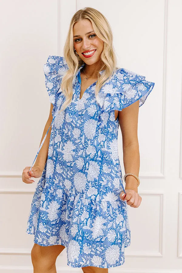 Garden Glance Floral Mini Dress in Blue sold by Impressions product image thumbnail 4