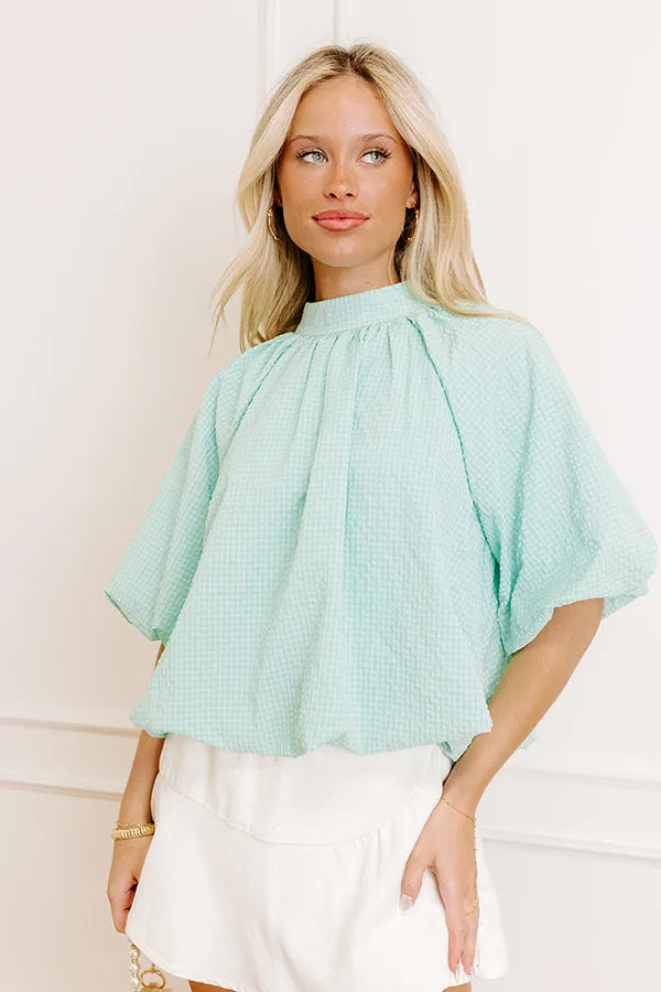 Patio Brunch Gingham Top in Seaglass sold by Impressions product image thumbnail 2