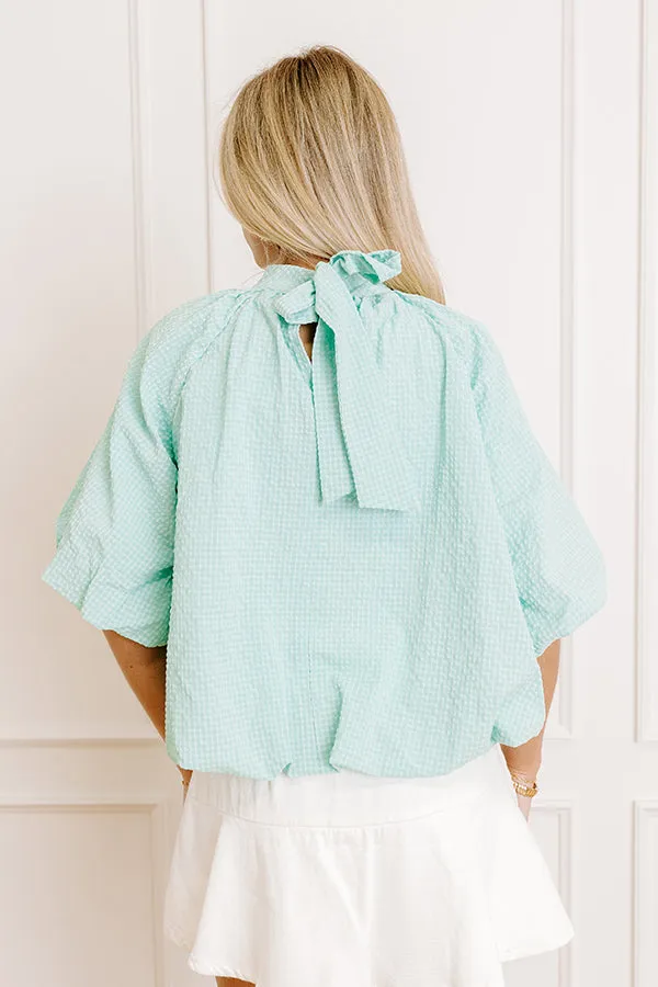 Patio Brunch Gingham Top in Seaglass sold by Impressions product image thumbnail 3