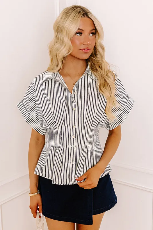 Kind Smile Seersucker Top in Navy sold by Impressions