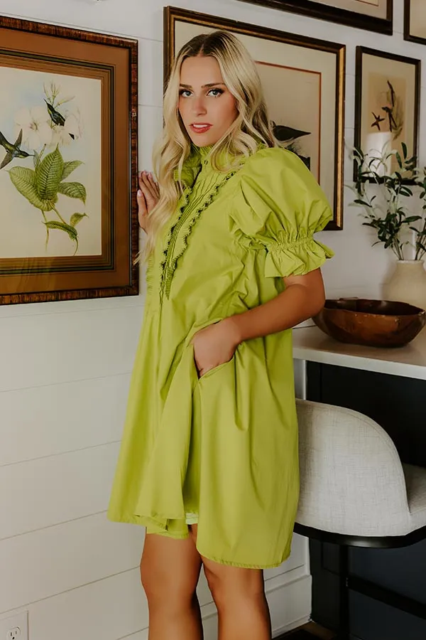 Sweet Energy Pleated Mini Dress in Lime Punch sold by Impressions product image thumbnail 3
