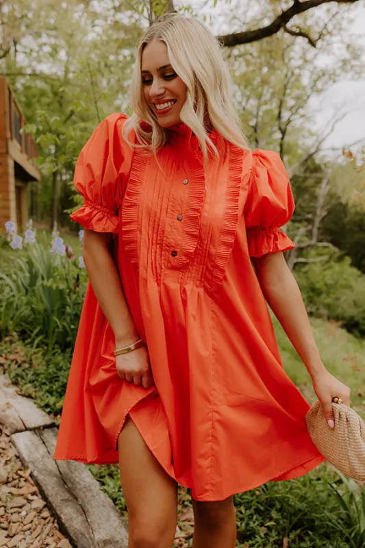 Sweet Energy Pleated Mini Dress in Tangerine sold by Impressions