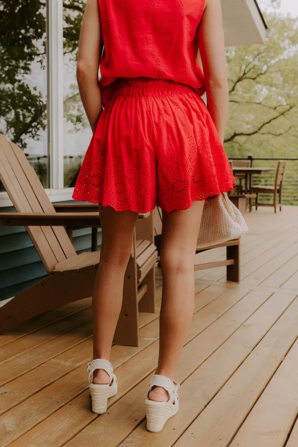 Rose All Day High Waist Eyelet Skort in Red sold by Impressions product image thumbnail 4