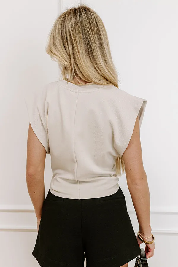 Cocktails And Chit Chat Ribbed Top in Oatmeal sold by Impressions product image thumbnail 5