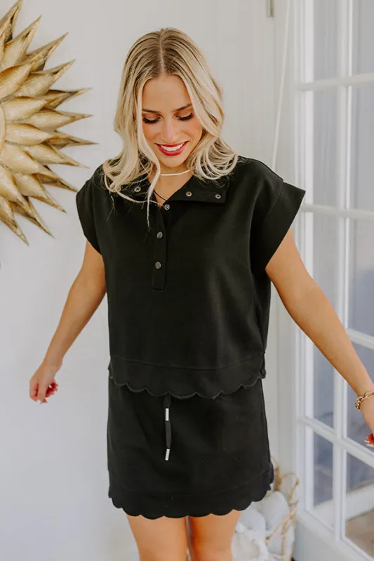 Alfresco Allure Henley Top in Black sold by Impressions