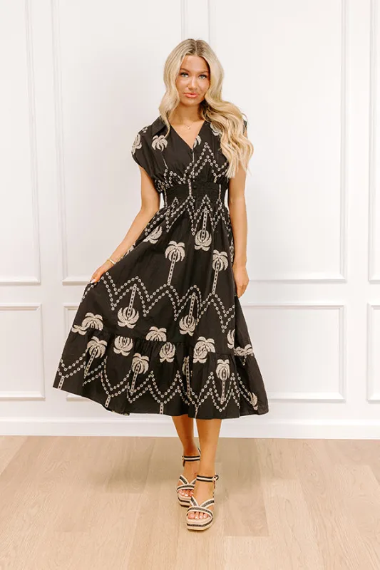 Palms Away Embroidered Midi Dress sold by Impressions