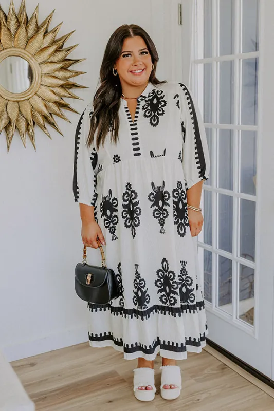 Playa Del Perfection Midi Dress in Cream Curves sold by Impressions