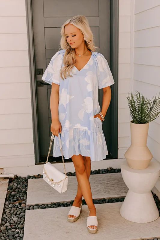Serene Moment Floral Mini Dress in Sky Blue sold by Impressions