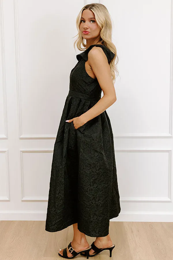 Twilight Garden Jacquard Midi Dress in Black sold by Impressions product image thumbnail 2