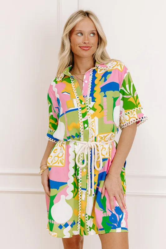 Barbados Bound Button Down Mini Dress sold by Impressions