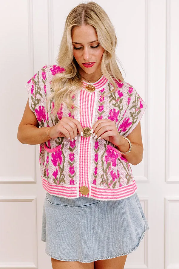 Serene Tea Garden Knit Vest Top in Pink sold by Impressions product image thumbnail 4