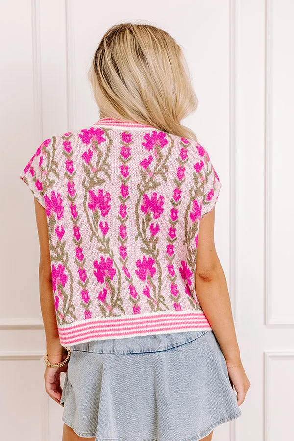 Serene Tea Garden Knit Vest Top in Pink sold by Impressions product image thumbnail 5