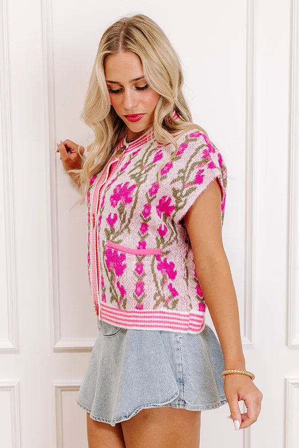 Serene Tea Garden Knit Vest Top in Pink sold by Impressions product image thumbnail 2