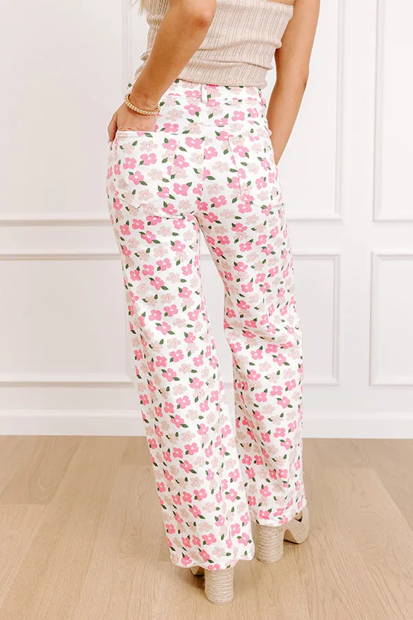 The Poppy High Waist Floral Wide Leg Pants in Pink sold by Impressions product image thumbnail 4
