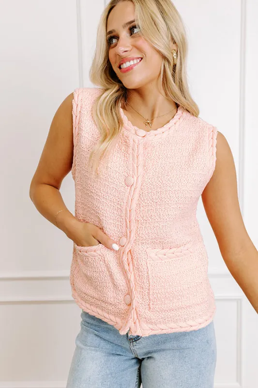 Pier Cafe Cutie Knit Top in Peach sold by Impressions