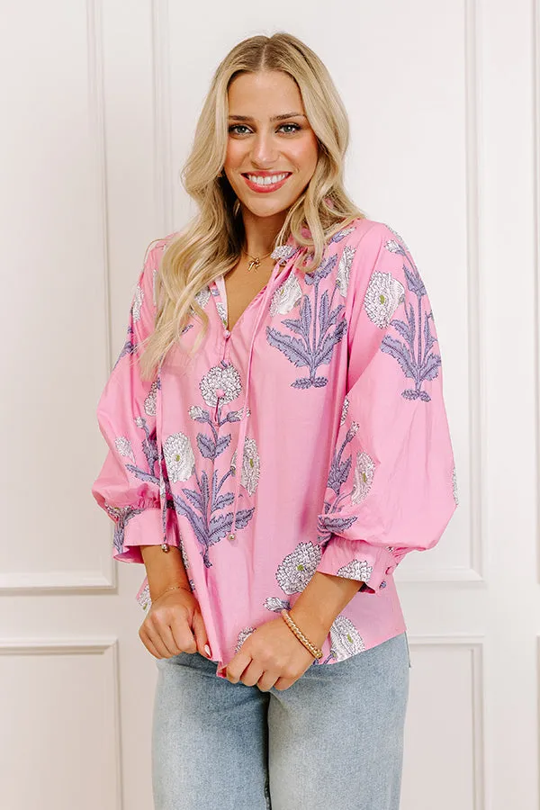 Botanical Brunch Floral Top in Pink sold by Impressions