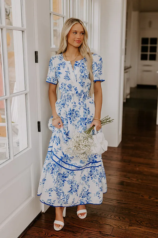 Santorini Bliss Floral Maxi Dress in Blue sold by Impressions product image thumbnail 5