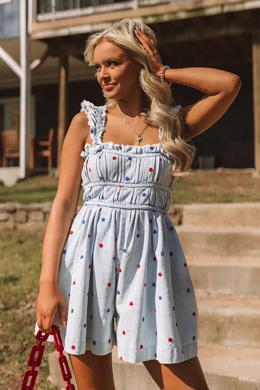 Surrounded By The Starlight Embroidered Romper sold by Impressions