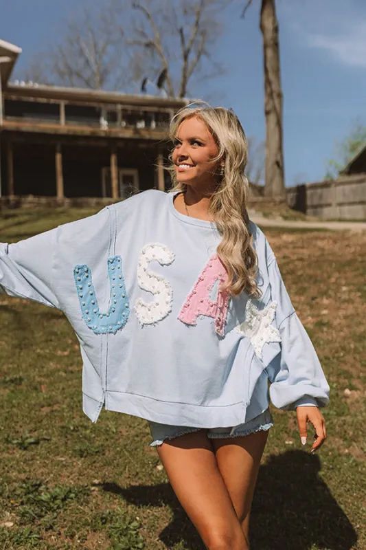All-American Muse Pearl Embellished Oversized Sweatshirt sold by Impressions