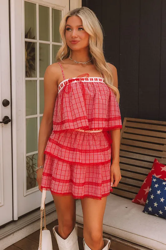 Lakefront Party Gingham Crop Top sold by Impressions