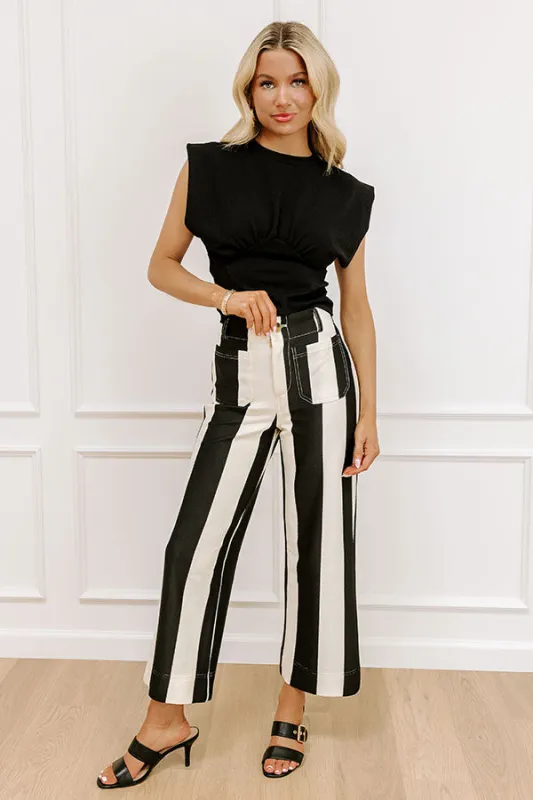 The Kendal High Waist Stripe Pants in Black sold by Impressions