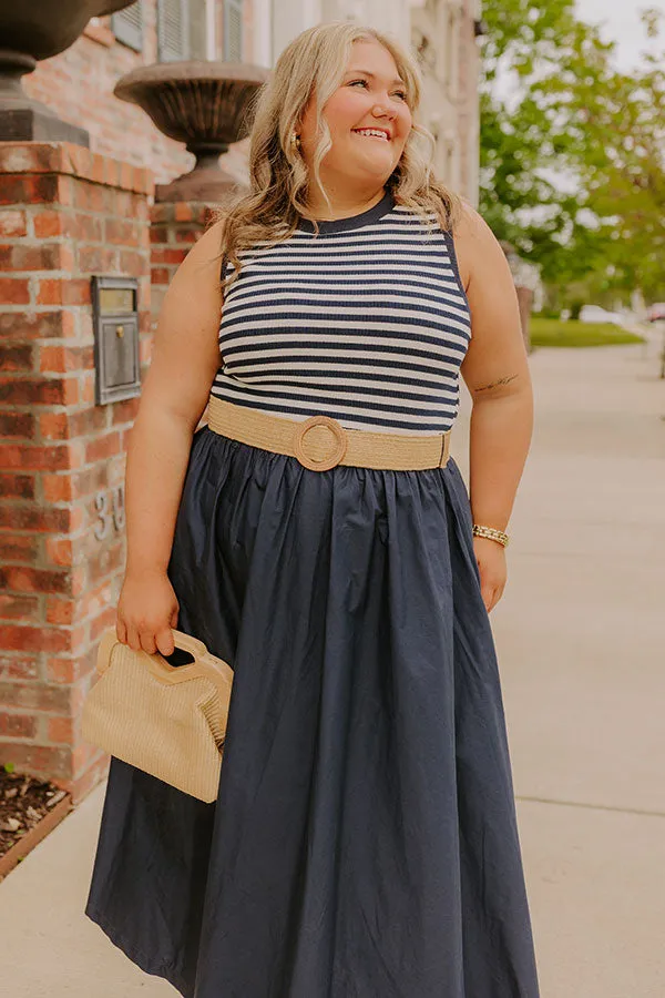 Brunch On The Pier Stripe Mid Dress Curves sold by Impressions