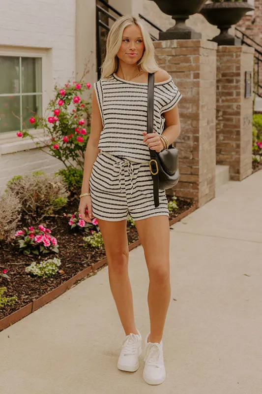 Dockside Cutie Stripe Romper in Black sold by Impressions