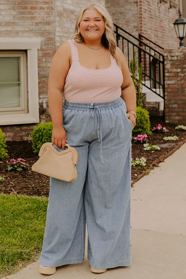 The Olive High Waist Wide Leg Chambray Pants Curves sold by Impressions
