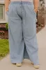 The Olive High Waist Wide Leg Chambray Pants Curves sold by Impressions